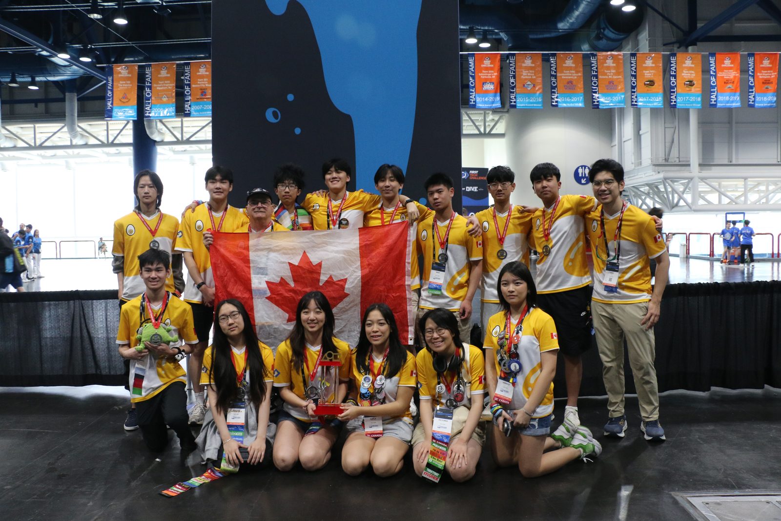FTC team 18844 with a Canadian flag at the FIRST World Championships